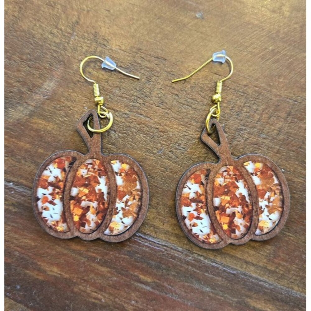 Cute Pumpkin Wooden Dangle Earrings Lightweight Cute Drop Earrings Fall Autumn